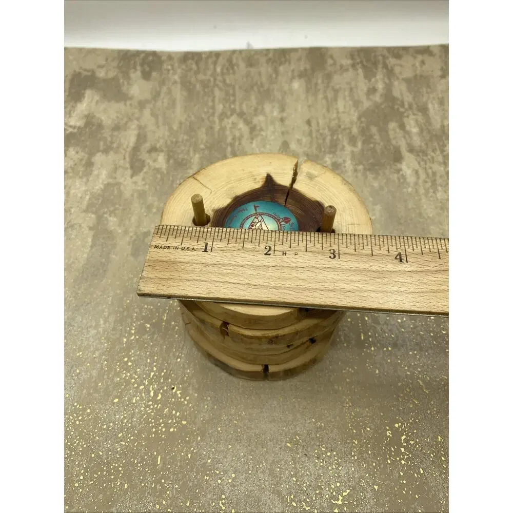Custom Handmade By St Labre Indian School Wood Slice Rustic Tree Round Coasters